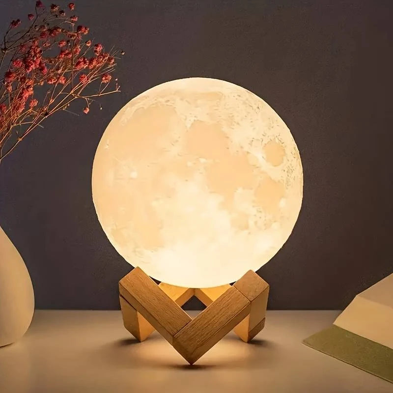 Lámpara de Noche en Forma de Luna y Planeta: Decoración Iluminada para el Hogar